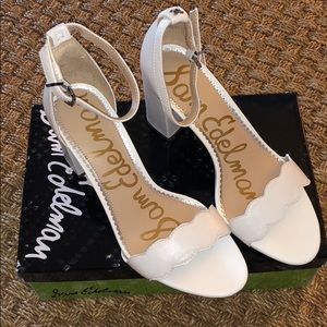 BRAND NEW! Sam Edelman White Leather Block Heels